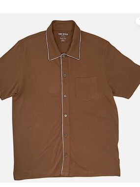 Todd Snyder Premium Jersey Tipped Full Placket Polo Hickory Mens Sz L